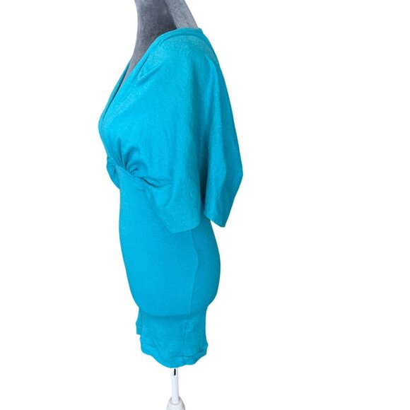 Vintage Deep V-Neck Dolman Sleeve Mini Dress - Picture 3 of 5